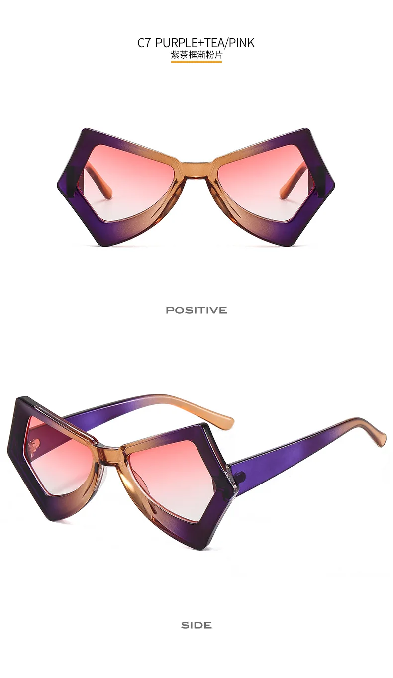 2022 Ins Exclusive Sunglasses Colorful Gradient Pc Butterfly Shaped Custom Brand Women Oversized High Quality Custom Sunglasses