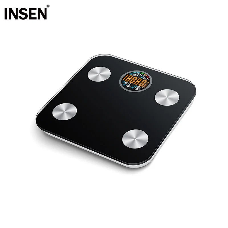 Round LCD digital private label smart bathroom scale with colorful digits