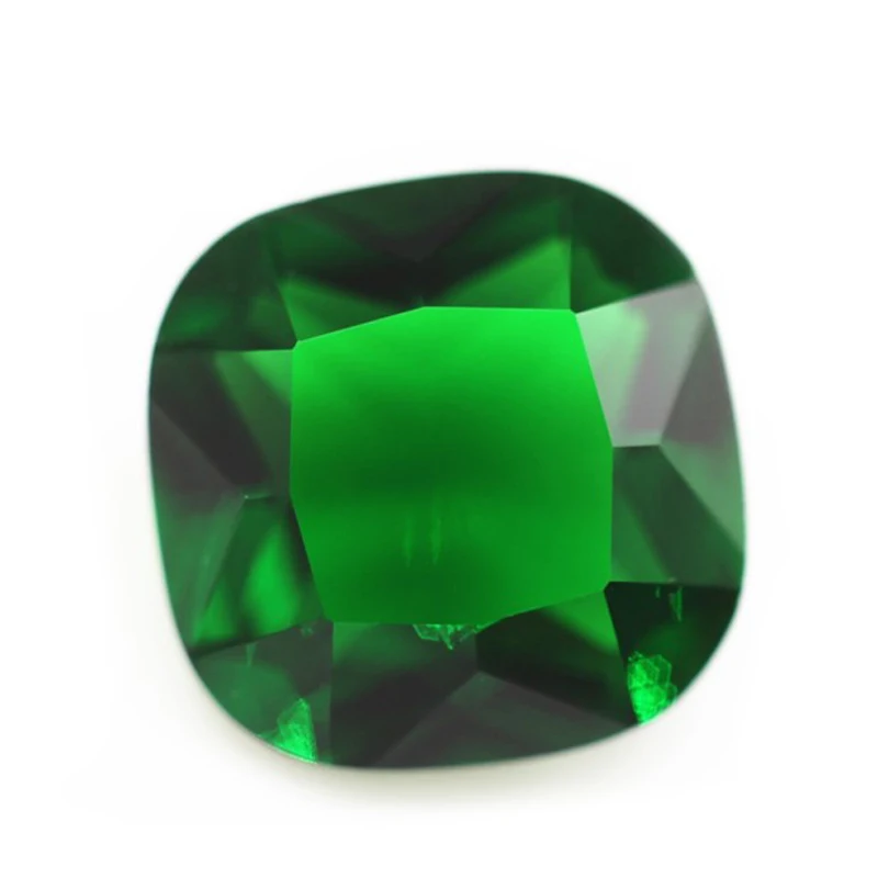 Loose Emerald Glass stones Square Princess Radiant Cushion shape Synthetic green glass gemstone for jewelry making