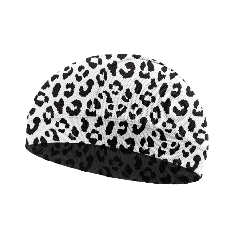 Custom Logo Helmet Liner Sweat Wicking Motorcycle Cycling Mesh Hat Breathable Leopard Print Skull Cap