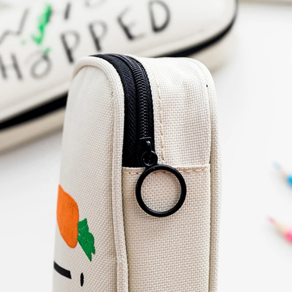 Stationary bag manufacturers multipurpose white/black pencil case with big zipper pencilcase