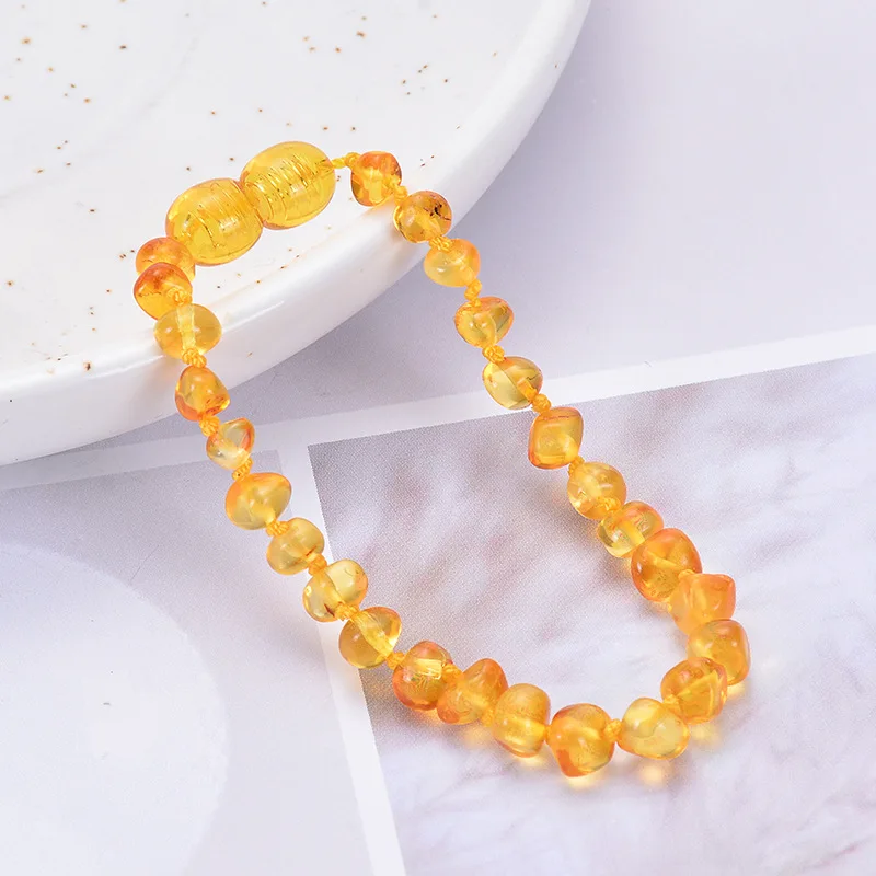 High Quality Baltic Sea Natural Amber Baby Diy Irregular Amber Jewelry Bracelet Hand-Assembled Beads Bracelet for Children