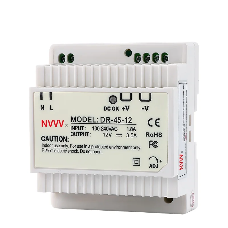 Nvvv DR-45w-12v Промышленный Блок питания переменного постоянного тока 45В максимум импульсивный источник на din-рейку 12v 3.75A импульсный светодиодного табло для
