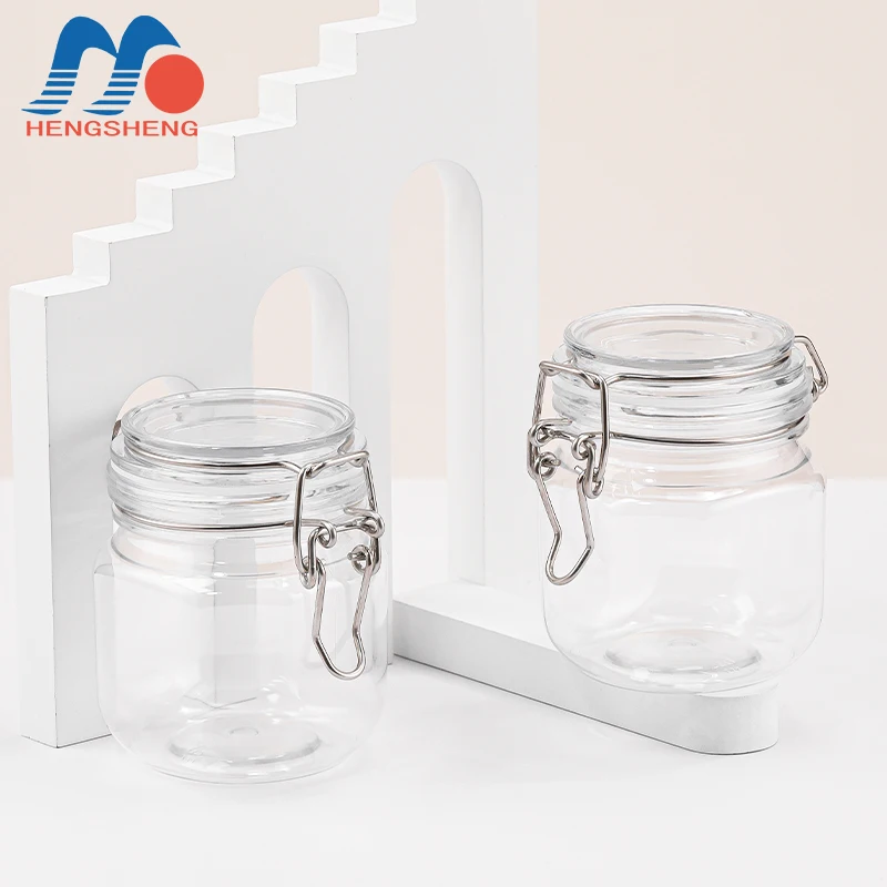 Готовая к отправке Круглая Серебряная застежка 500 г штыковая банка для хранения пластиковая еды и меда