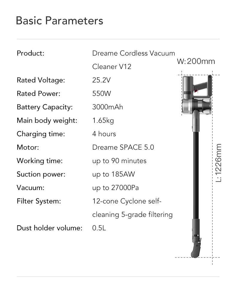  Оригинальный dreame v12 27kpa stick пылесос дешевый портативный беспроводной для