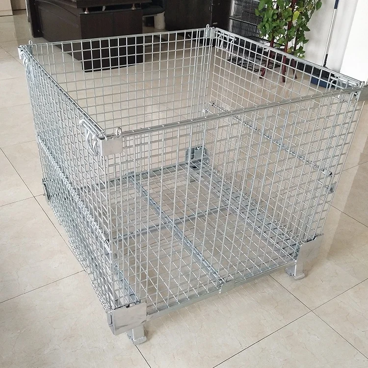 heavy duty large rolling metal steel wire mesh lockable storage container cage with wheels