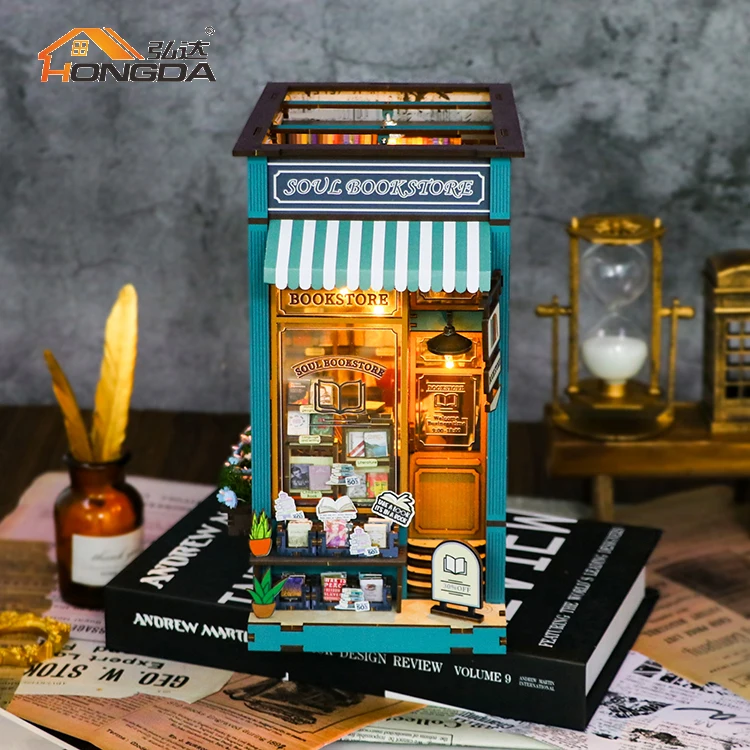 Hongda M2314 book nook Soul Bookstore Book Nook DIY Miniature Book Nook Custom With Light