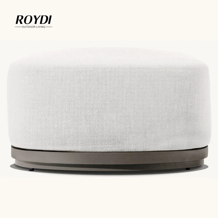 Roydi Patio Hotel Outdoor Ottoman Furniture Metal Aluminum Square Sofa Stools And Ottoman