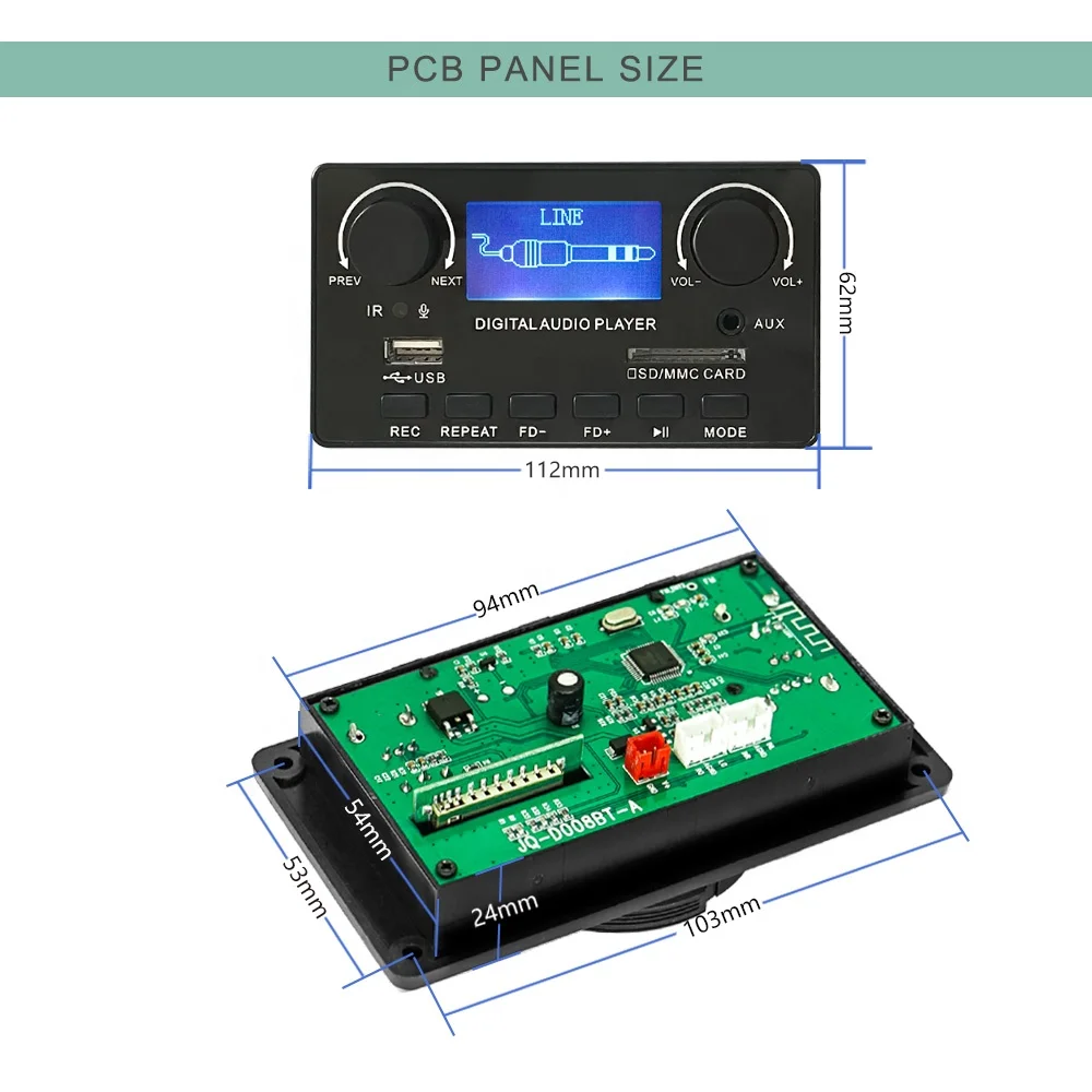 MP3 Decoder Board FM Radio USB Kit APE BT Wireless Audio Speaker MP3 Player Module With Volume Knob LCD Screen Display