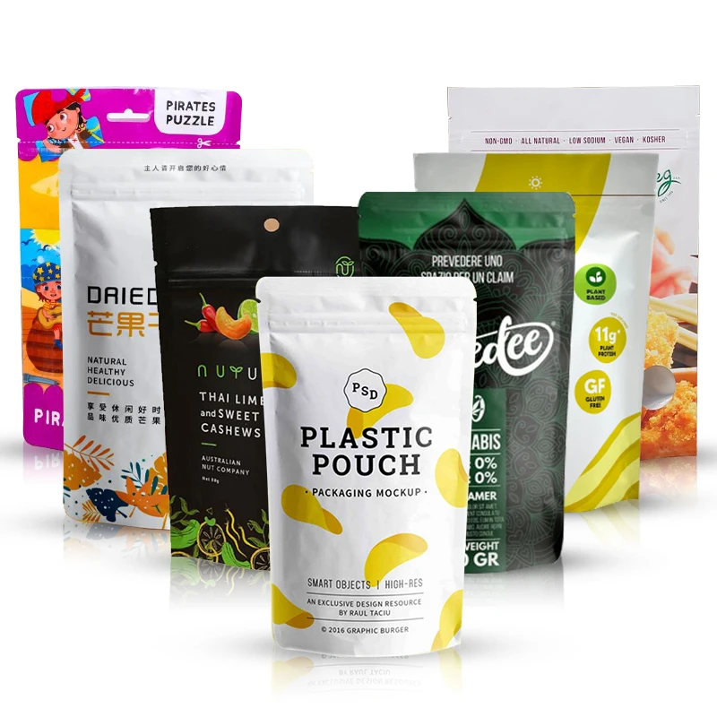 Custom Printed Zip Lock Stand Up Pouch Packaging Aluminized Foil Smell Proof Cookie Plastic Packaging
