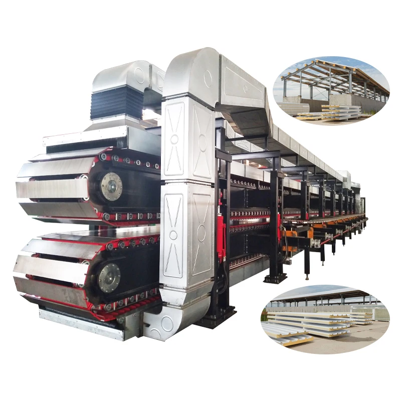 Continuous polyurethane PU sandwich panel roll forming production line sandwich panel making machine, PIR PUR, OSB