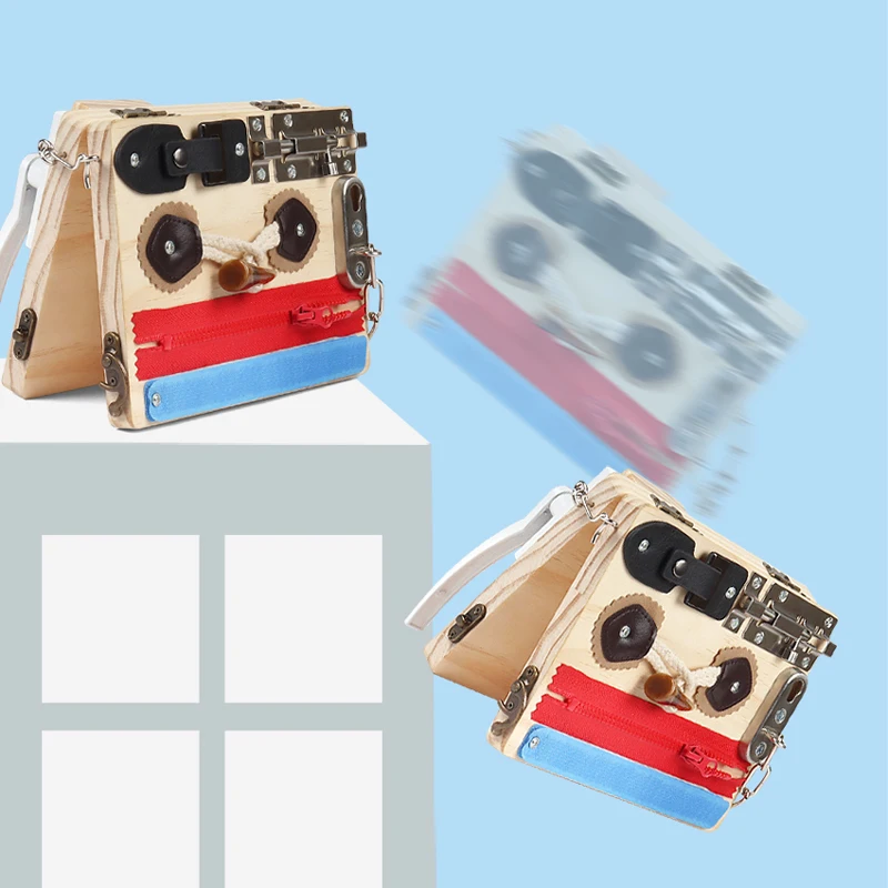 Wooden Early Educational Toy Multifunction Busy blocks Folding Busy Board Locking Game Montessori Educational Toys for Child