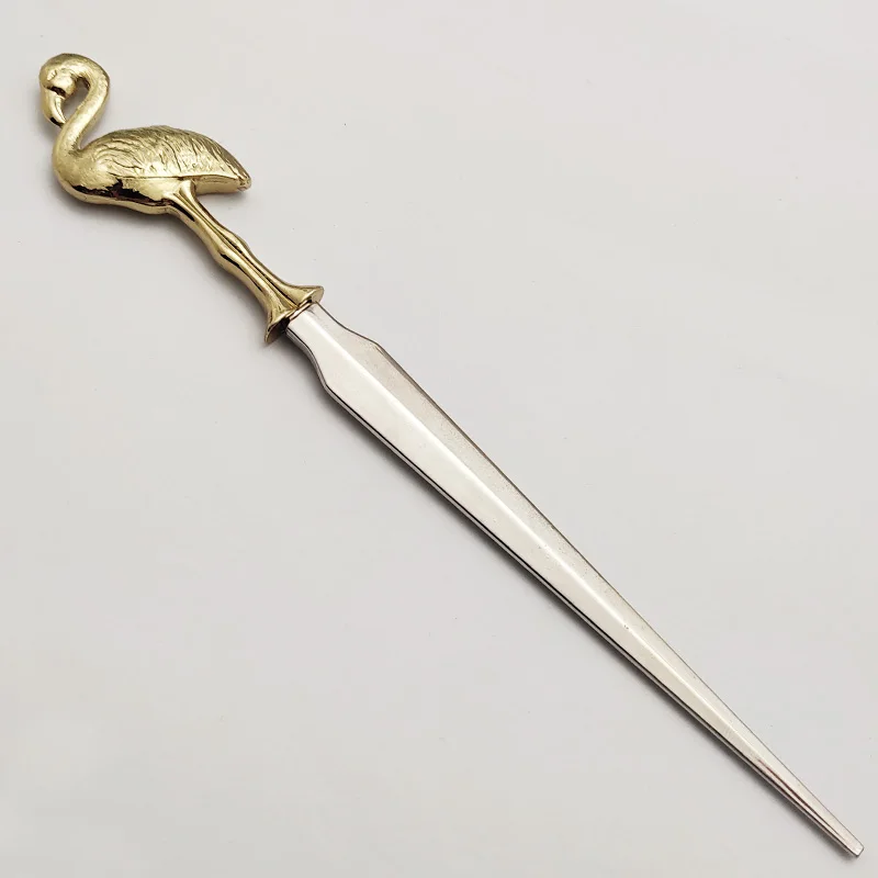 
Novelty gold metal trapical flamingo decorative letter opener 
