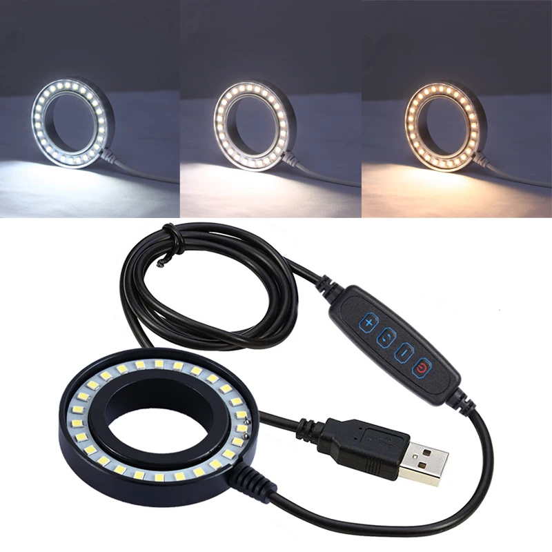 LED Adjustable Ring Light for STEREO ZOOM Microscope Shadowless Lamp USB Plug