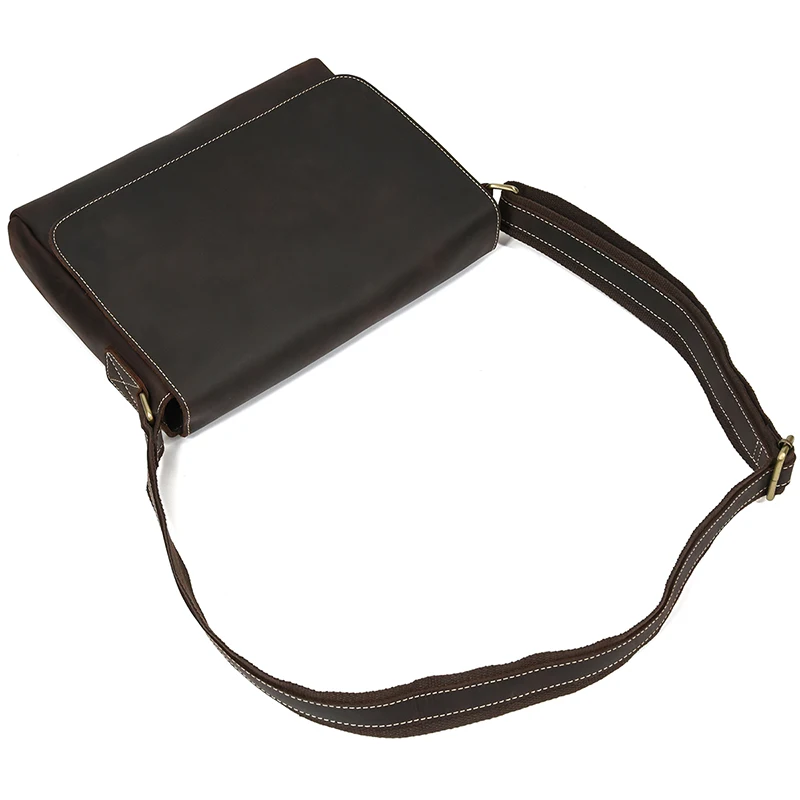 Sling Crazy Horse Leather Cowhide Bike Bags Magnetic Flap A4 Genuine Leather Crossbody Bag Mens Cow Leather Shoulder Bag