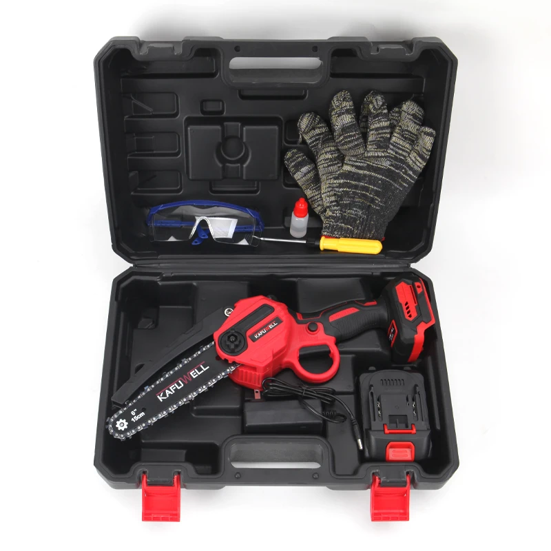 KAFUWELL P4784A-1-2 1.5ah Cordless 6inch Chain Saw Mini Woodworking Saw Lithium Chain Saw Logging Saw