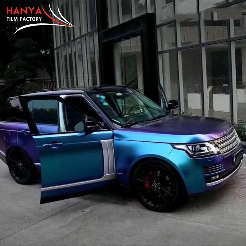 New Product 1.52*18m Matte Car Body Wrapping Chameleon Pearl Vinyl  Purple to Blue