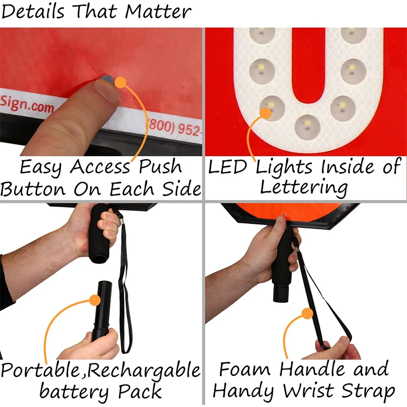 led hand held stop slow sign led traffic HIP Reflective warning products led safety  products