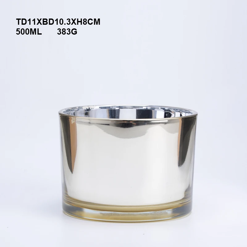 wholesale electroplate gold color lanterns and candle jars cylinder glass candle holder for wedding