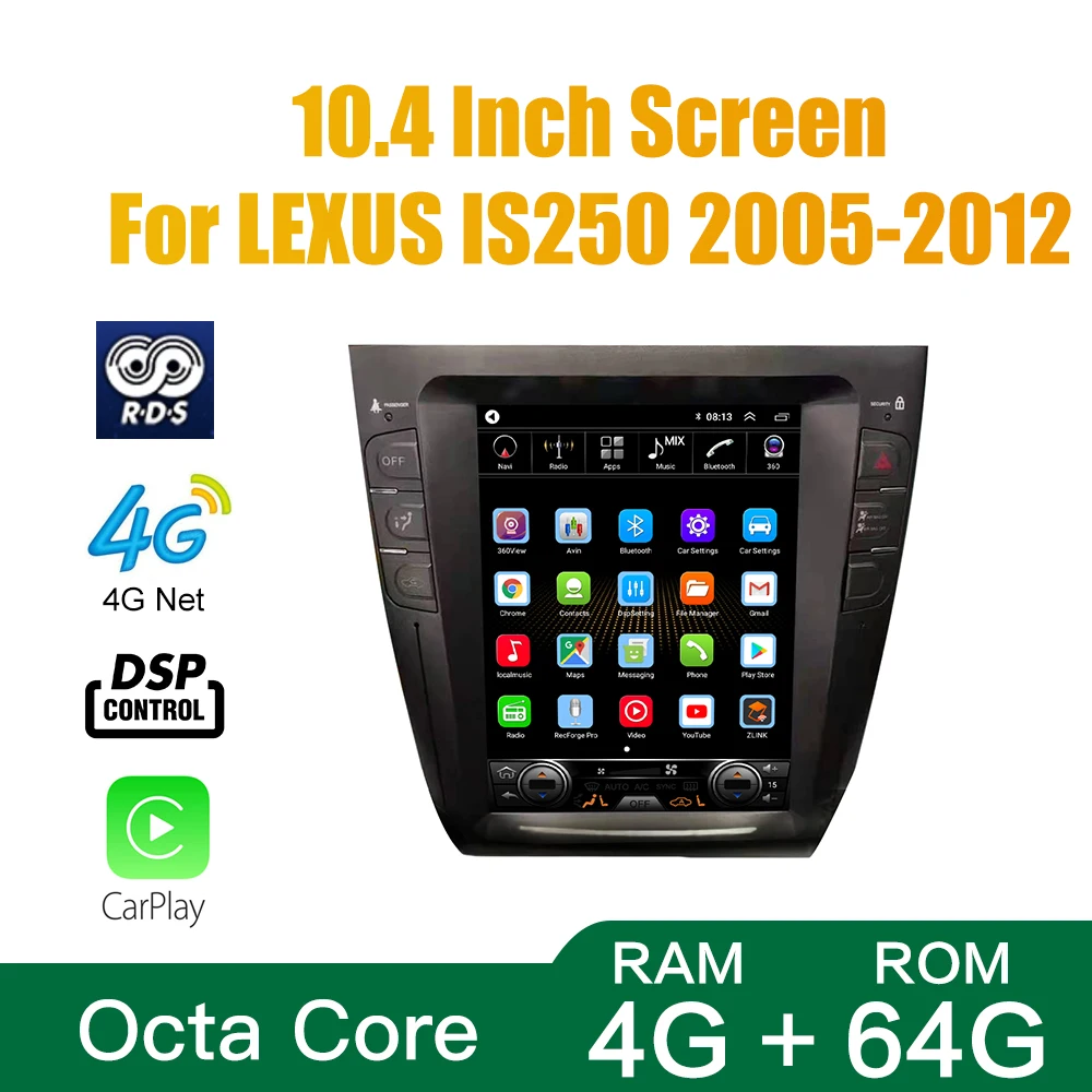 Головное устройство для LEXUS IS250 2005-2012 2 Din четырехъядерный Android GPS-навигация