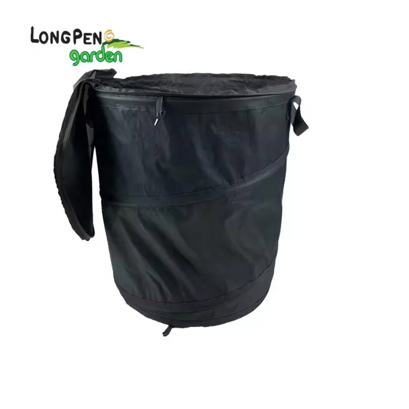 Factory Customized 600D Polyester Folding Pop up Leaf Trash Collection Garden Waste Bag Industrial Waste Bin