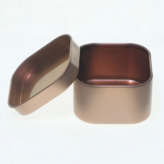 4 OZ Rose Gold Square Metal Tin Box Candle Wax Holder with slip lid