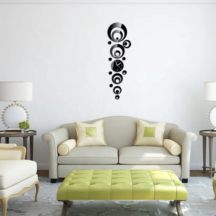 Винтажные модные зеркальные настенные часы 3D «сделай сам», декор для гостиной, настенные часы