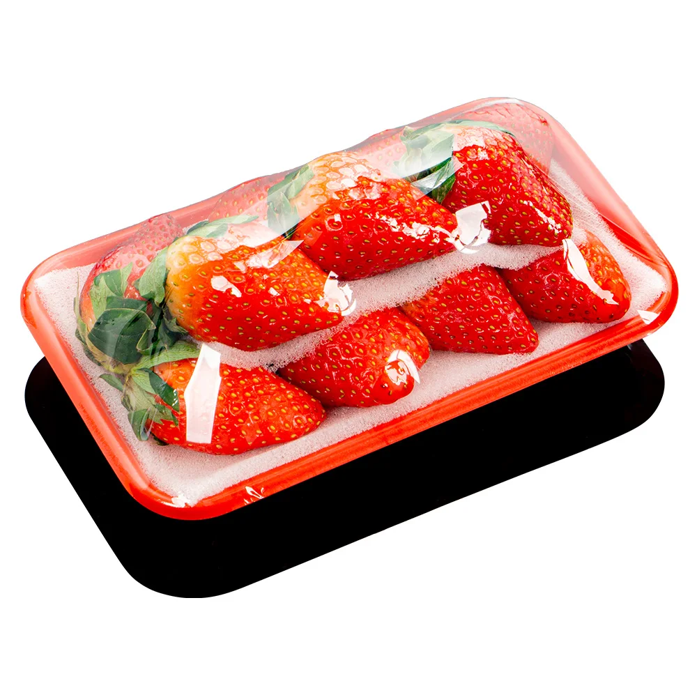Factory Direct Sale food grade colorful fruit packing tray in the supermarket display with PP plastic durable and stackable-easy
