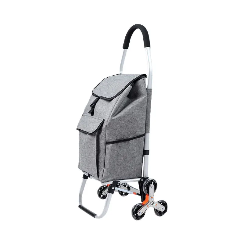 Waterproof Fabric Large Capacity Custom Logo Aluminium Alloy Shopping Trolley 6-Wheel Folding