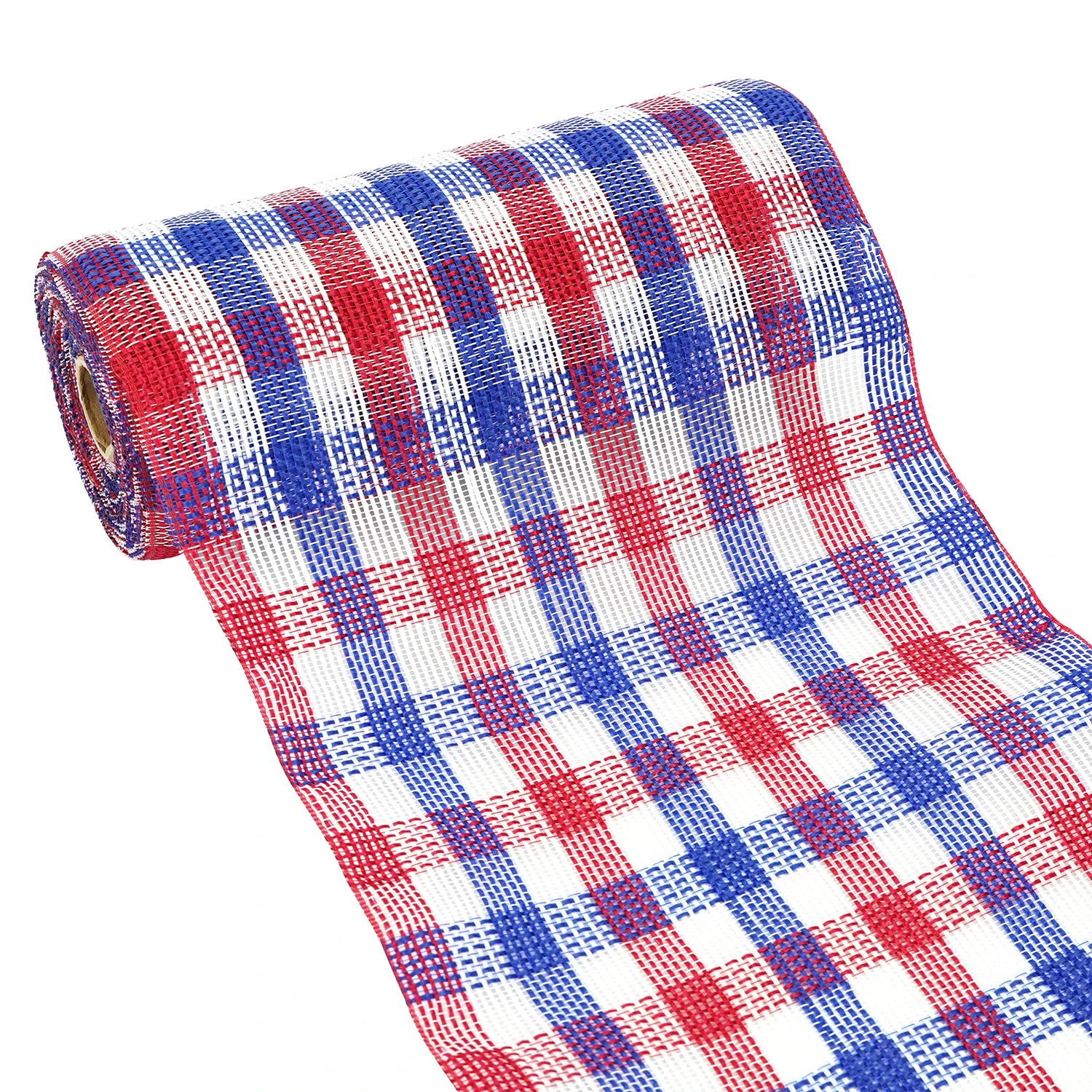 Huihuang Factory Custom Deco Metallic Mesh Foil Striped Plaid Mesh Rolls For Diy Independence Day Project Wreaths Party Decorate