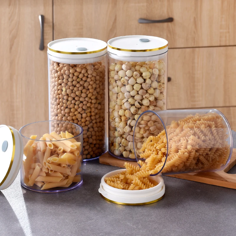 2024 New kitchen factory customized multifunctional and durable round transparent food plastic sealed jar storage jar with lid