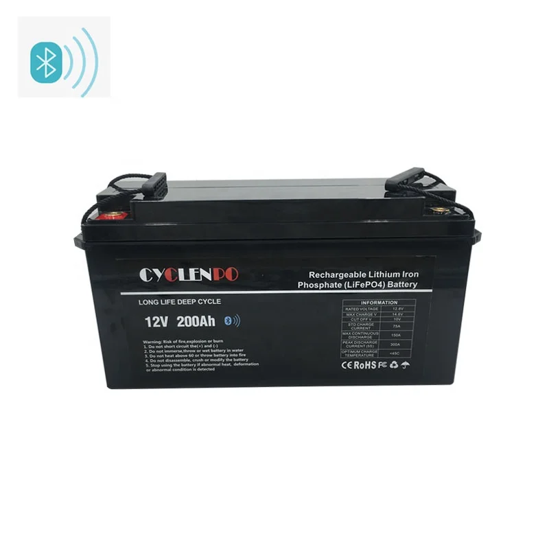 Factory wholesale lithium lifepo4 batterie 12v 200ah avec wireless connect and BMS