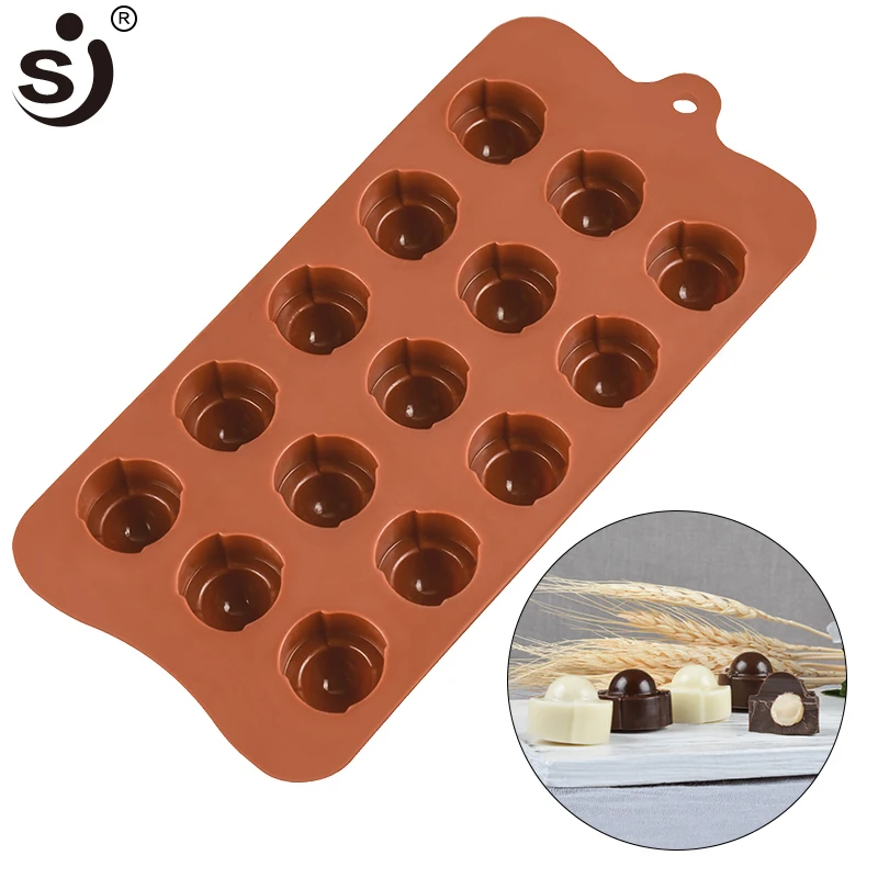 Factory Direct Sell 15 Cavity Round Shape Chocolate Silicon Mold Handmade Bakeware Tools Candy Jelly Making Tray For Baking