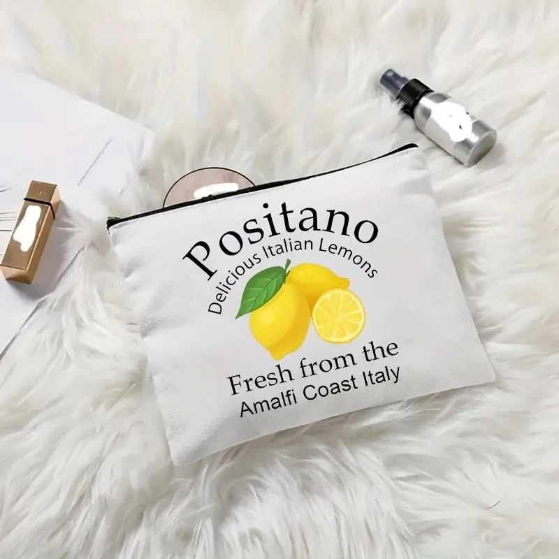 1pcPositano Delicious Italian Lemons Fresh pattern Personalized Makeup Bag Travel Toilet Storage Bag Cosmetic Pouch bachelorette