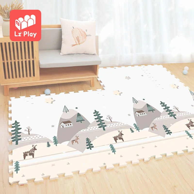 LZplay baby animal padded puzzle xpe gym children educational thick carpet soft alphabet folding padded foam play mat for kids