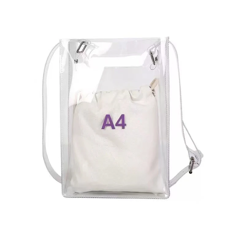 Wide shoulder strap transparent small square bag 2022 new fashion jelly bag girl PVC shoulder messenger bag