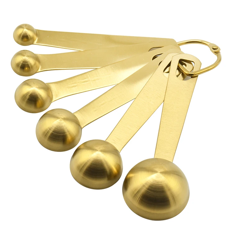 Kitchen cooking and baking measure scoops Professional 6pcs Gold measuring spoons set