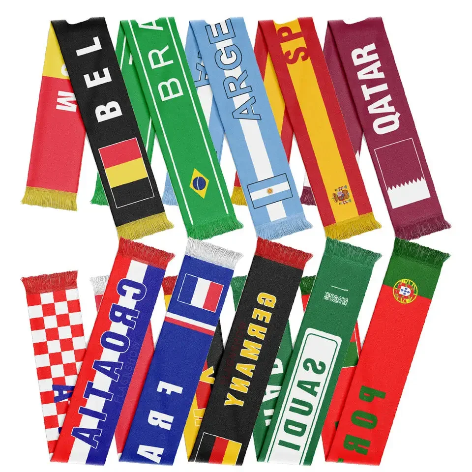 Custom Logo Printed Neckerchief Event Scarf Soccer Fan Scarf Country Flag Football Scarf for Sports Events Cheer