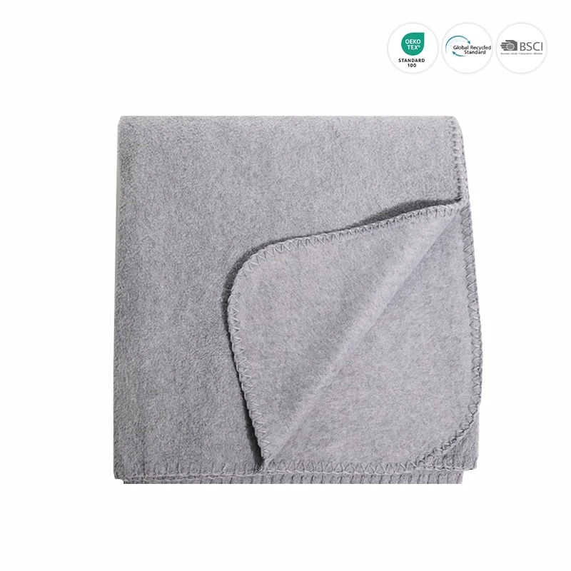 Wholesale navy blue custom color promotion blanket polar fleece blanket with custom logo