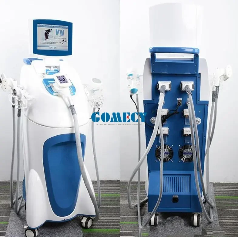 Portable V9 Slimming Machine  Cavitation + RF+Vacuum Roller+BIO +Laser slimming Cellulite reduction Face shaping Machine