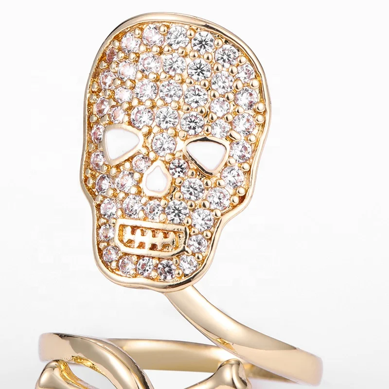 Adelante AR220029 Copper Real Gold Plated Zircon Beauty Nail Ring Geometric Butterfly Adjustable Fingertip Nail ring Women