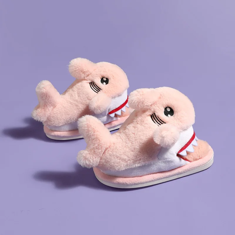 Cartoon Shark Funny Shoes Girls Lovely Indoor Slippers Ladies Home Shoes 2023 Fashion Plush Warm Slippers Women Winter Shoes