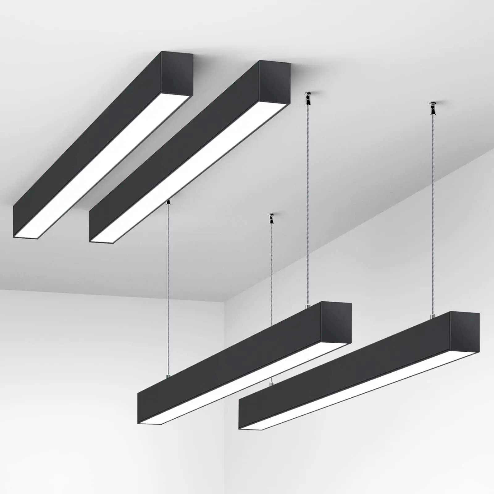 OEM Black Ceiling Pendant Light 35W 55W 3600lm 5600lm linear hanging lamp Shape Pendant Light For Office Fitness Club