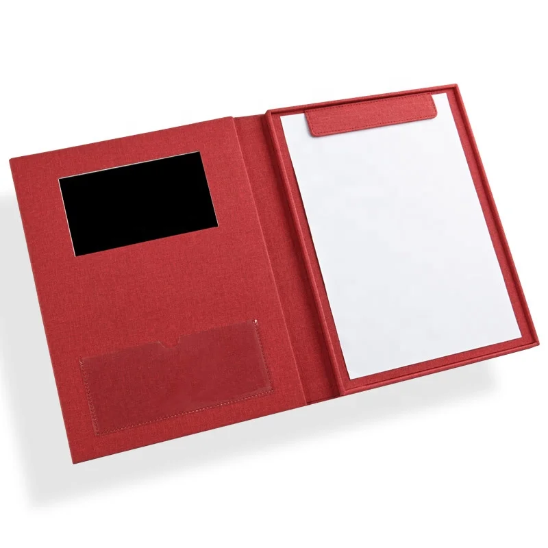 7 inch LCD MP4 player File Folder Luxury Leather Document Agenda Custom A4 Folders with Logo
