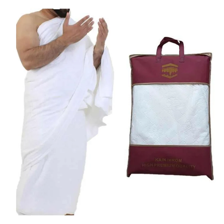 High quality Muslim clothes Arab Men Buy direct from China free market expanding Ihram Hajj Towel for Umrah