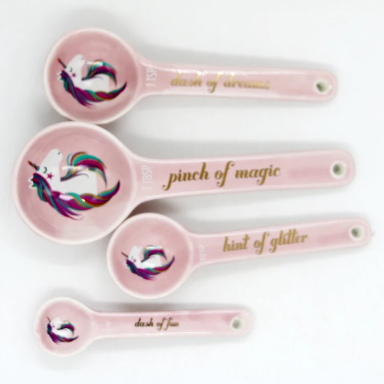 Wholesale Pink Cute Ceramic Teaspoon Digital Measuring Cups and Measuring Spoons Set