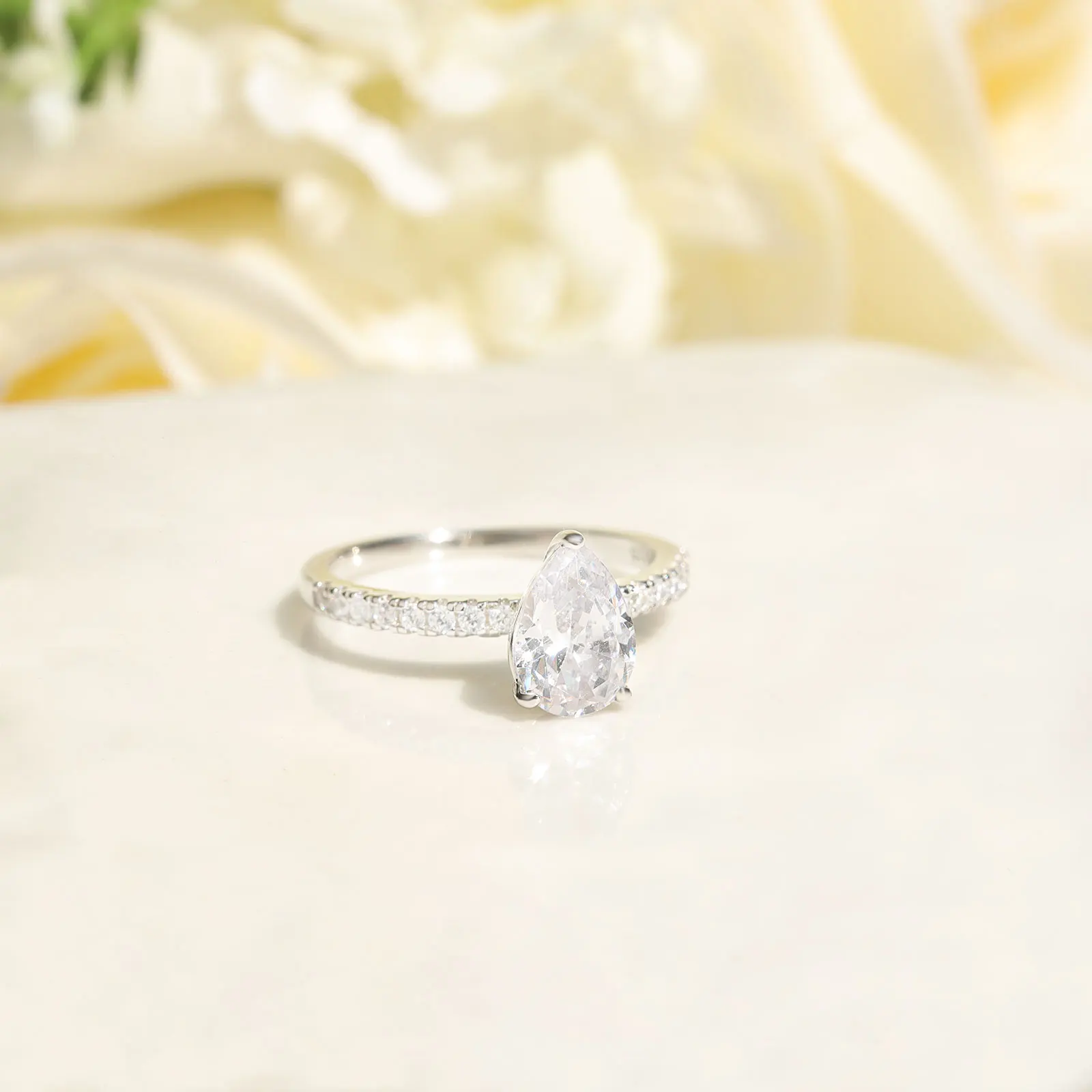 Сомэн 2CT 925 Серебряное обручальное кольцо для женщин груша кубический цирконий CZ Каплевидная форма обручальные кольца модное ювелирное изделие размеры детей от 3 до