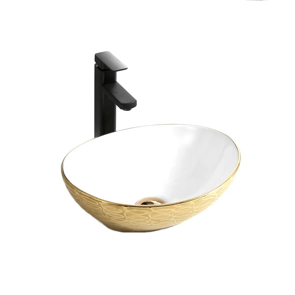 Handmade Gold Unique Bathroom Sinks Copper Counter Top Basin Sink