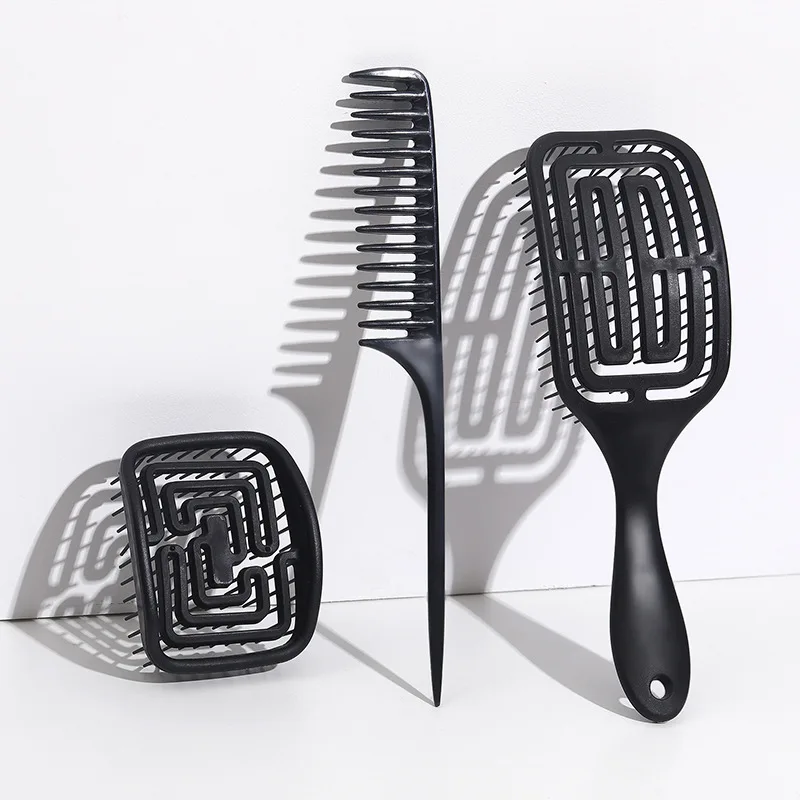 Hot Sale 3PCS As One Set Private Logo Multi Colors Vent Brush Wide Tooth Cutting Comb