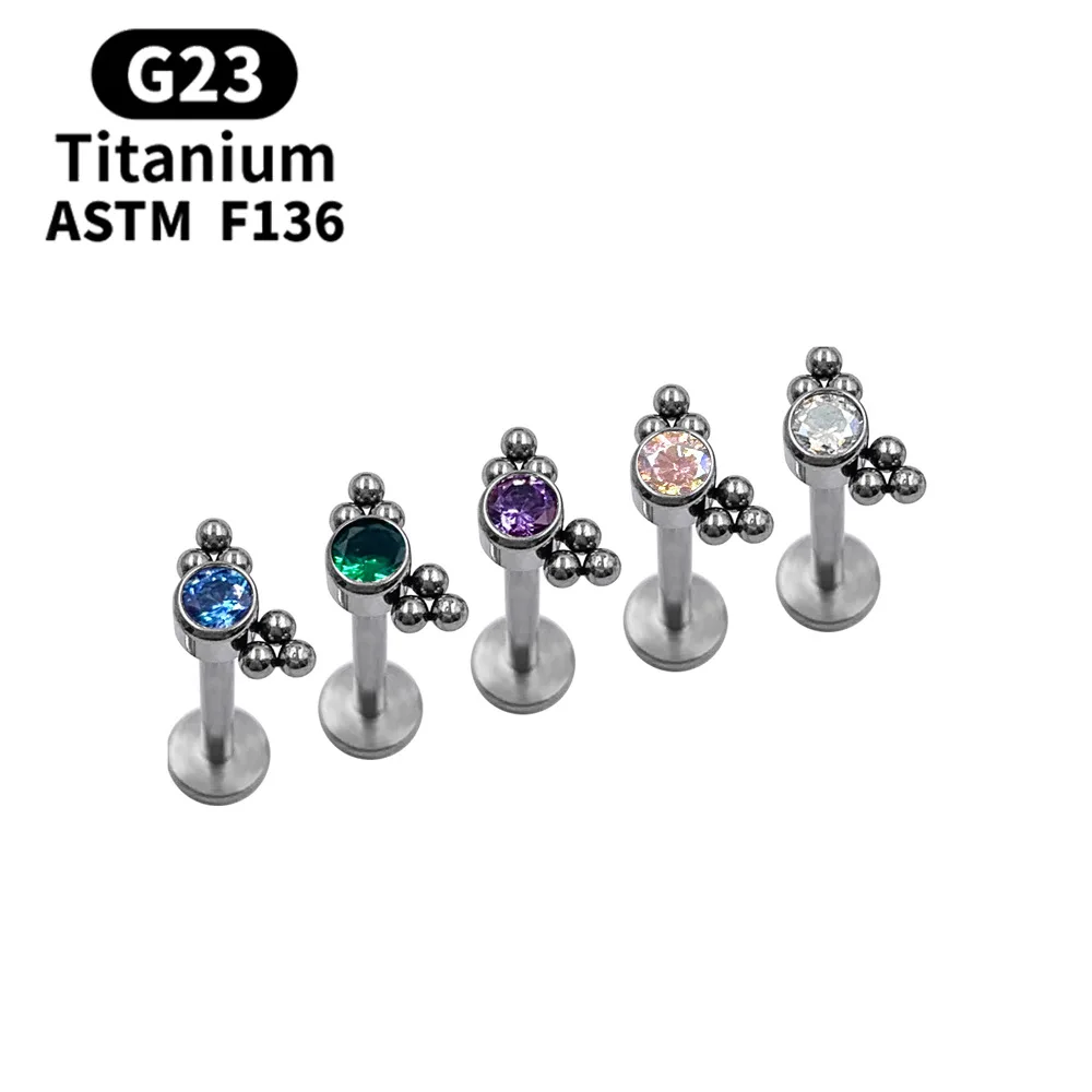 2022 new wholesale ASTM F136 titanium G23 Internally Threaded Tragus Shiny Earring Jewelry Set